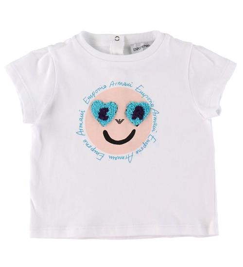 Se Emporio Armani Emporio Armani T-shirt - Hvid m. Ansigt ved KidsWorld