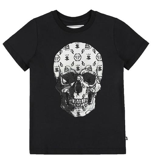 Philipp Plein Philipp Plein T-Shirt - Stones Skull - Sort m. Hvid/Similisten