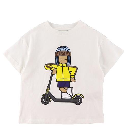 Se Fendi Fendi T-shirt - Hvid m. Print ved KidsWorld