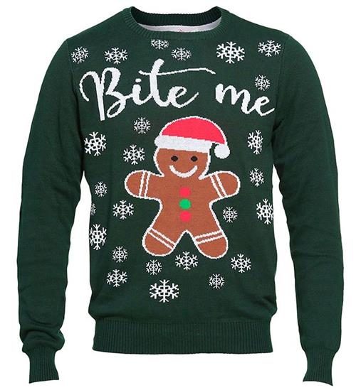 Se Jule-Sweater Jule-Sweaters Bluse - Bite Me - MÃ¸rkegrÃ¸n ved KidsWorld