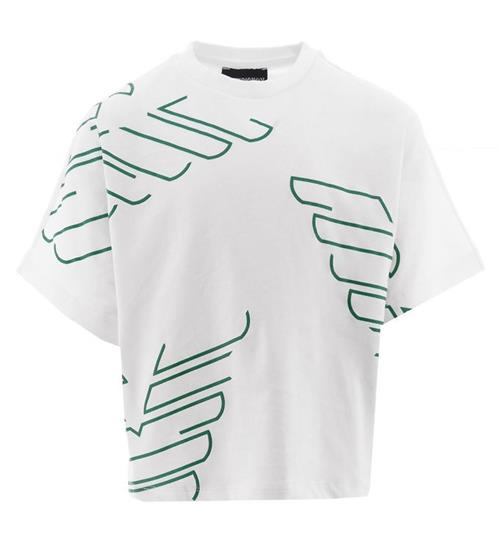 Se Emporio Armani T-shirt - Hvid m. GrÃ¸n ved KidsWorld