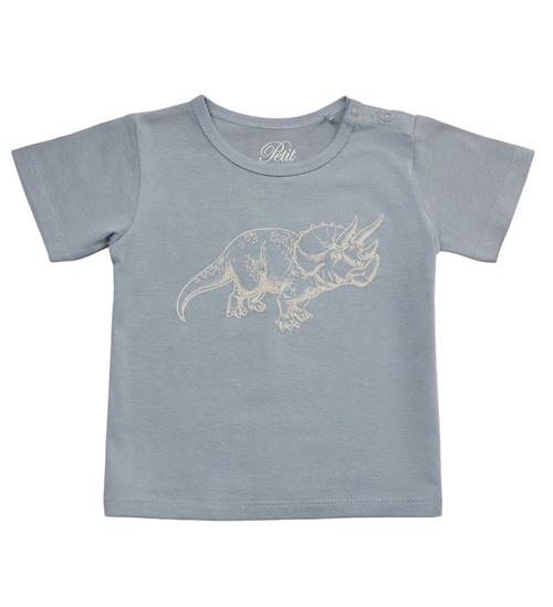 Se Petit by Sofie Schnoor T-Shirt - Dusty Blue m. Dino ved KidsWorld