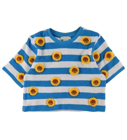 Stella McCartney Kids Stella McCartney Kids T-Shirt - FrottÃ© - BlÃ¥/Hvidstribet m. Blom