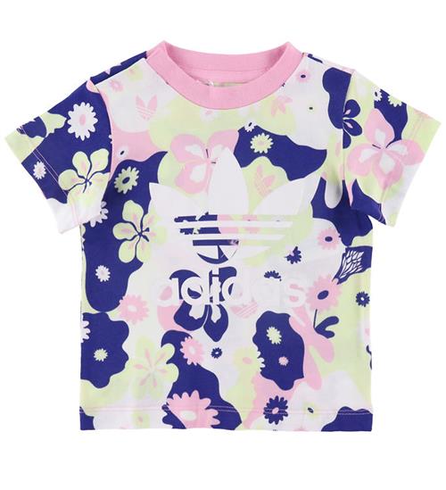 Se adidas Originals T-shirt - Hvid/Rosa/Lilla m. Blomster ved KidsWorld