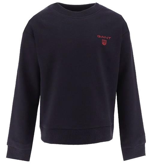 Se GANT GANT Sweatshirt - Contrast Shield - Evening Blue ved KidsWorld