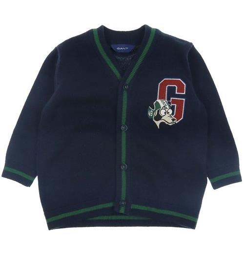 Se GANT Cardigan - Strik - Dog - Evening Blue ved KidsWorld