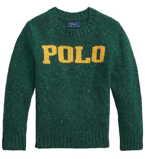 Polo Ralph Lauren Bluse - Uld/Viskose - Forest Green m. Gul