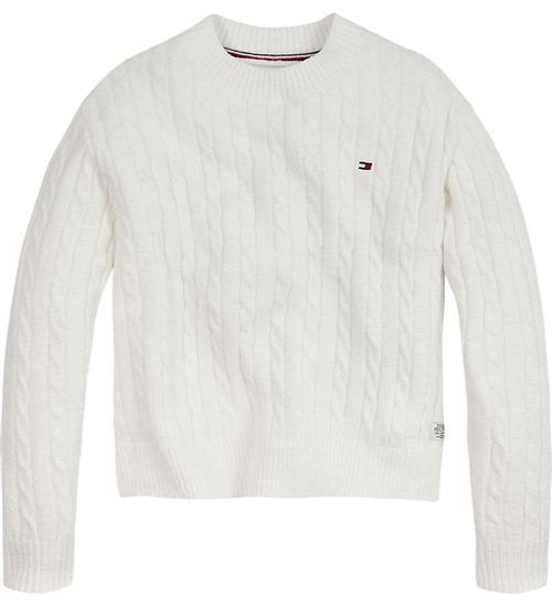 Se Tommy Hilfiger Bluse - Strik - Chenille Cable - Ivory Petal ved KidsWorld