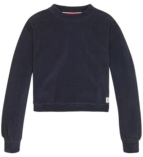 Se Tommy Hilfiger Tommy Hilfiger Velourbluse - Rib - Desert Sky ved KidsWorld