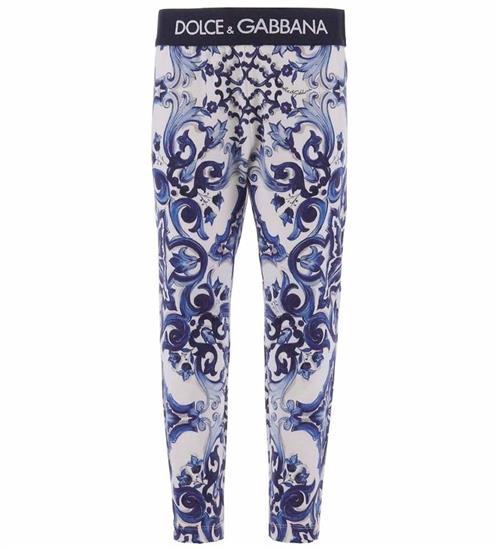 Dolce & Gabbana Dolce & Gabbana Leggings - Blu Mediterraneo - Hvid m. BlÃ¥