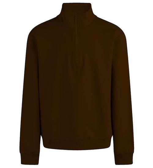 Se Grunt Grunt Sweatshirt - Delfo Sweat Half Zip - Brown ved KidsWorld