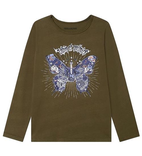 Se Zadig & Voltaire Zadig & Voltaire Bluse - Wild Sound - Khaki m. Sommerfugl/NItter ved KidsWorld