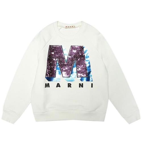 Se Marni Marni Sweatshirt - Hvid m. Pailletter ved KidsWorld