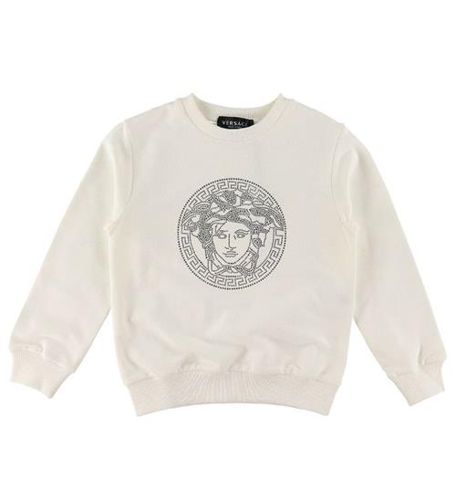 Se Versace Versace Sweatshirt - Hvid m. Logo/Krystaller ved KidsWorld