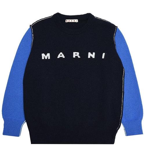 Se Marni Marni Bluse - Uld - Navy/BlÃ¥ m. Hvid ved KidsWorld