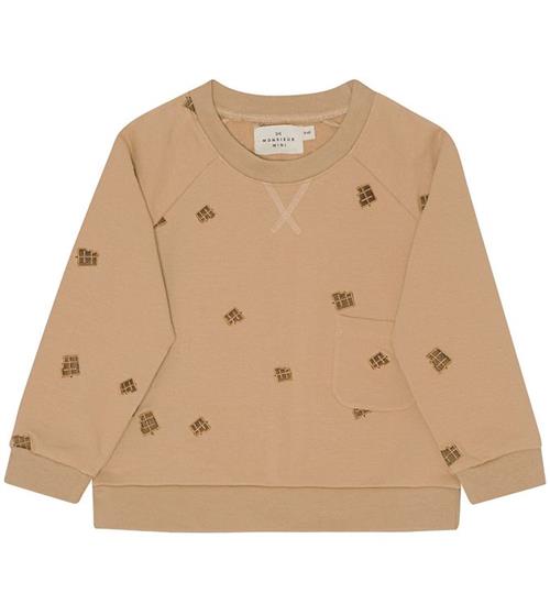 Se Monsieur Mini Monsieur Mini Sweatshirt - Embroidery Chocolate - Moss ved KidsWorld