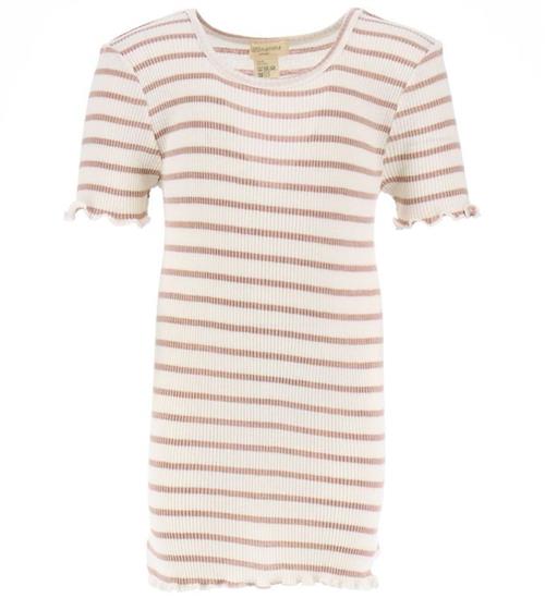 Se Minimalisma Minimalisma T-shirt - Silke/Bomuld - Blomst - Dusty Stripes ved KidsWorld