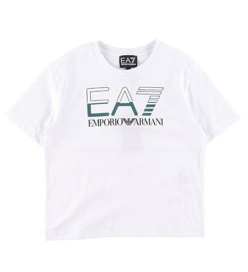 EA7 EA7 T-shirt - Hvid m. MÃ¸rkegrÃ¸n