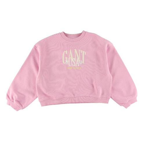 Se GANT GANT Sweatshirt - C-Neck - Cropped - Milky Pink ved KidsWorld