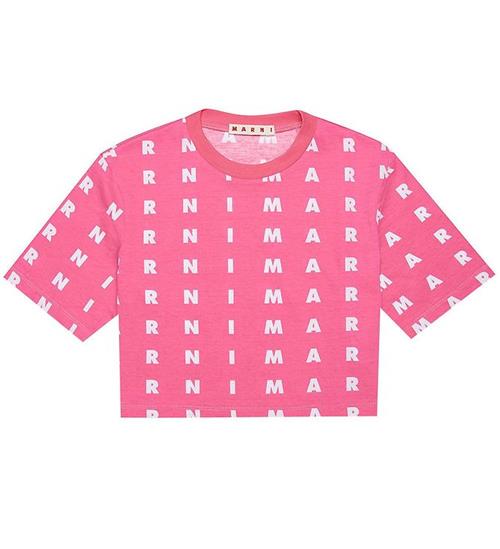 Se Marni Marni T-Shirt - Cropped - Pink m. Hvid ved KidsWorld