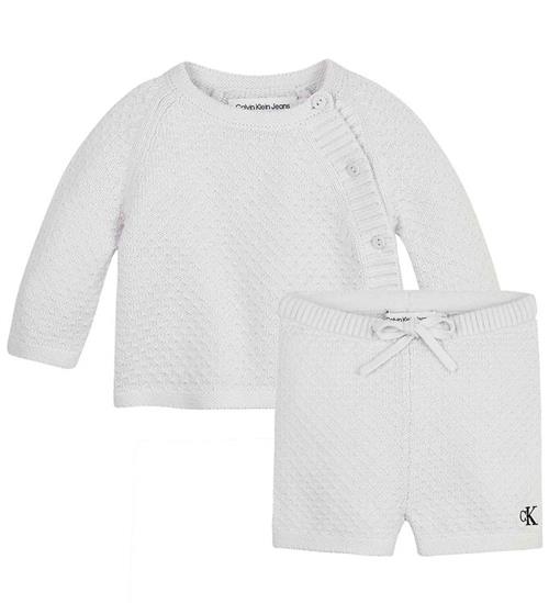 Se Calvin Klein GaveÃ¦ske - Bluse/Shorts - Strik - Ghost Grey ved KidsWorld