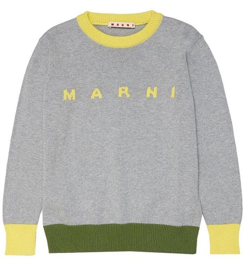 Se Marni Marni Bluse - Strik - GrÃ¥meleret m. Gul/ArmygrÃ¸n ved KidsWorld