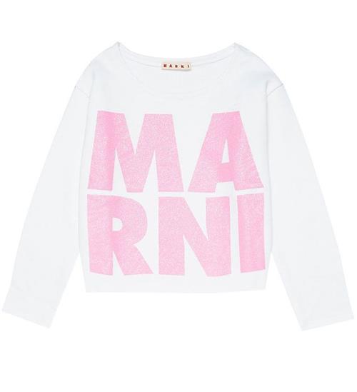 Marni Marni Sweatshirt - Cropped - Hvid/Pink m. Glimmer