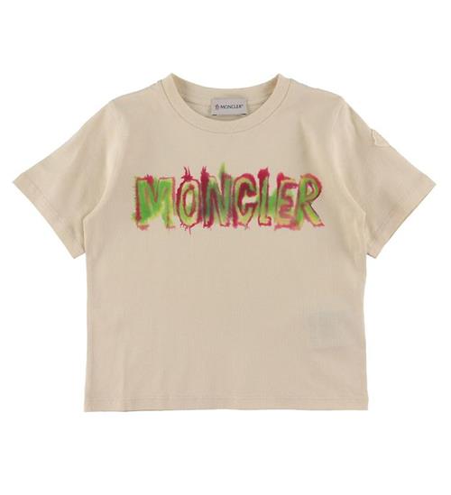 Moncler Moncler T-shirt - Beige m. Pink/GrÃ¸n