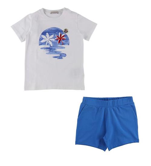 Moncler Moncler T-shirt/Shorts - BlÃ¥/Hvid m. Print