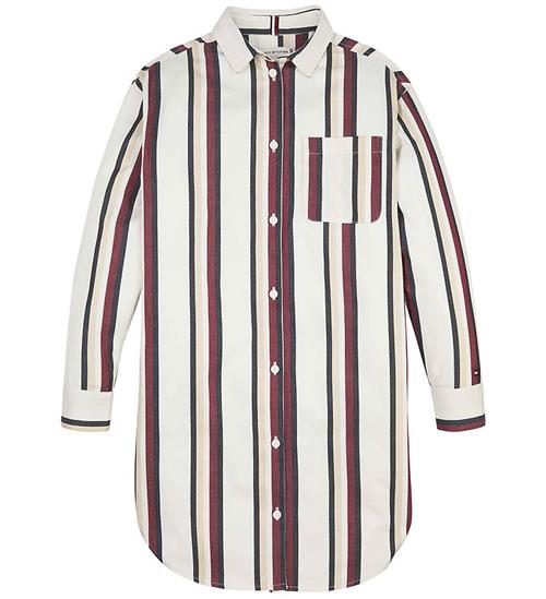 Tommy Hilfiger Skjortekjole - Global Stripe - Ivory/Red White