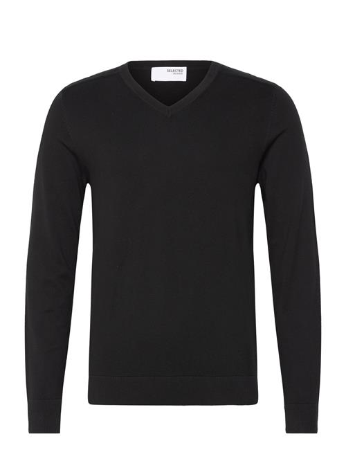 Slhberg Ls Knit V-Neck Noos Selected Black