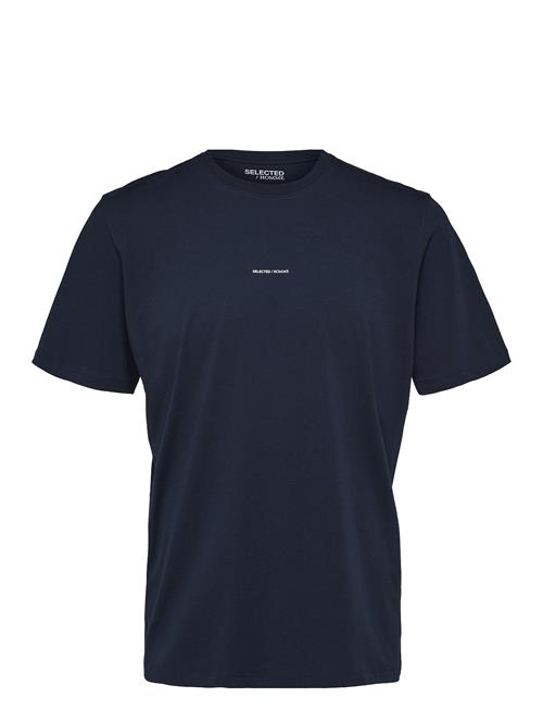 Se Slhaspen Print Ss O-Neck Tee Noos Selected Navy ved Booztlet