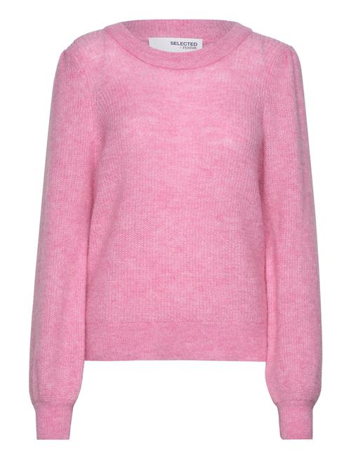 Se Selected Femme Slfmola Mia Ls Knit O-Neck Selected Femme Pink ved Booztlet