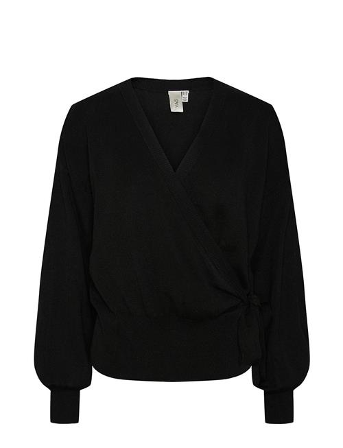 Se YAS Yasassi Ls Wrap Knit Cardigan S. Noos YAS Black ved Booztlet