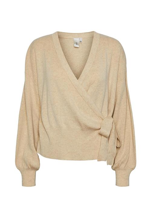 Se YAS Yasassi Ls Wrap Knit Cardigan S. Noos YAS Cream ved Booztlet