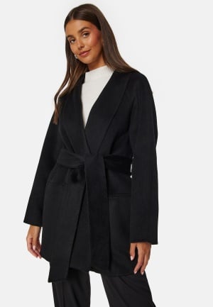 BUBBLEROOM Lilah Belted Wool Coat Black S