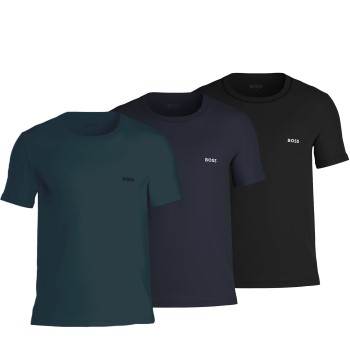 Se BOSS 3P Classic Cotton Solid T-Shirt Sort/Grøn bomuld Small Herre ved Timarco