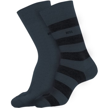 BOSS Strømper 2P RS Block CC Socks Sort/Blå Str 43/46 Herre