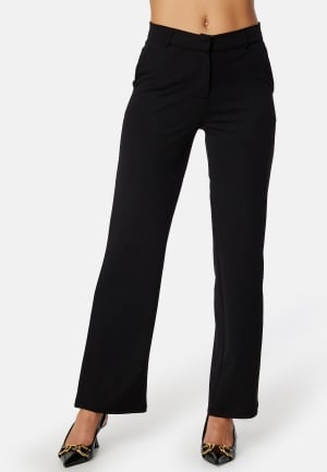 Se BUBBLEROOM Soft Suit Straight Trousers Petite Black XS ved Bubbleroom