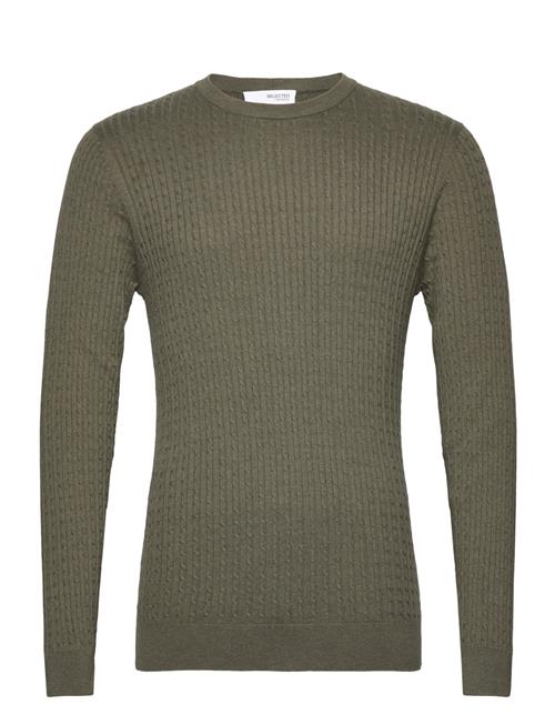 Selected Homme Slhberg Cable Crew Neck Noos Selected Homme Khaki