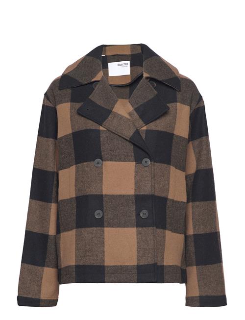 Slfevana Short Wool Jacket Selected Brown