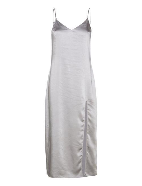 Mango Side-Slit Satin Dress Mango Silver