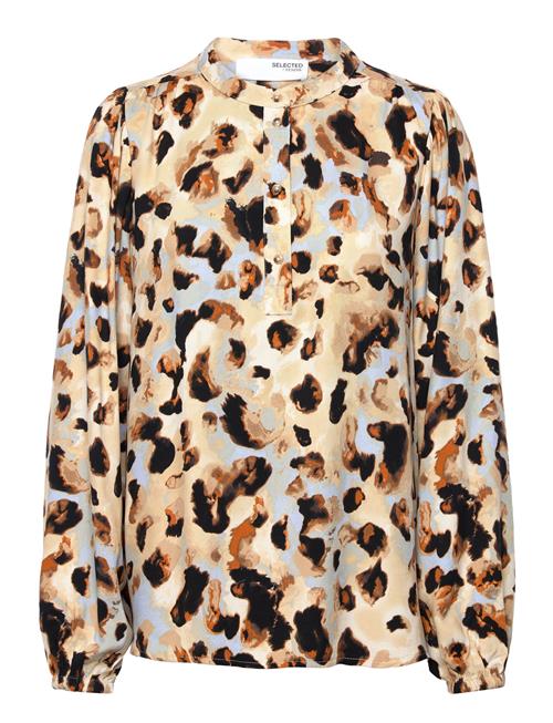 Slfslaila Ls Aop Top B Selected Beige