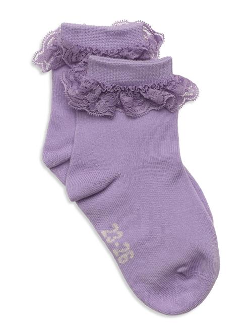 Minymo Ankle Sock W. Lace Minymo Purple