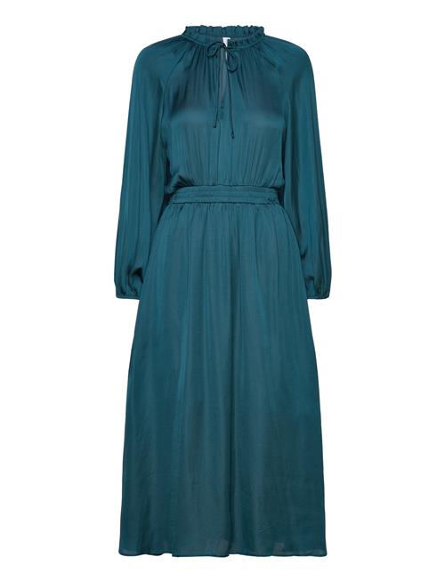 Mango Puffed Sleeves Satin Dress Mango Blue