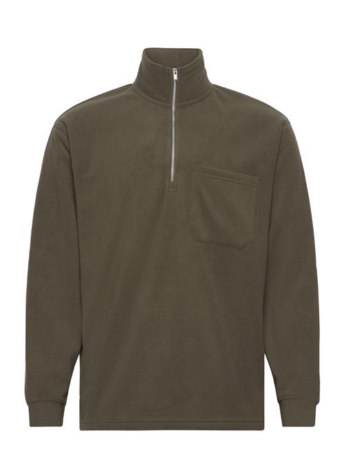 Se Selected Homme Slhrelaxgotler Fleece Half-Zip Sweat Selected Homme Khaki ved Booztlet