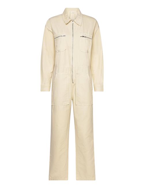 Mango Denim Zipper Jumpsuit Mango Beige