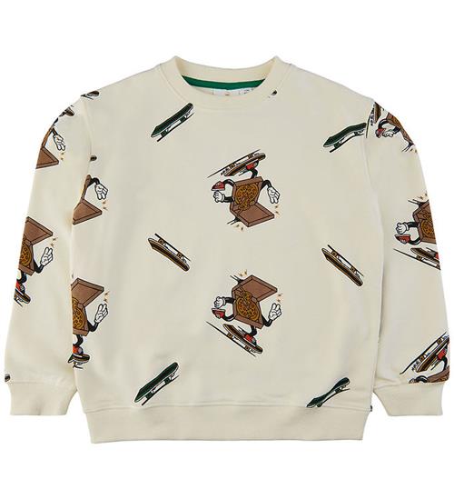 Se The New The New Sweatshirt - TnHudson - White Swan m. Pizza/Skateboard ved KidsWorld