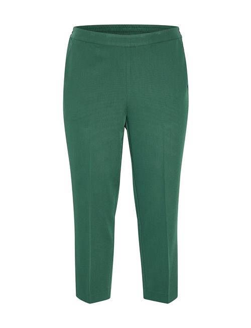 Se Kaffe Curve Kcsakira Cropped Pants Kaffe Curve Green ved Booztlet