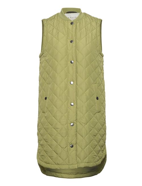 Se Kaffe Kamaria Quilted Waistcoat Long Kaffe Green ved Booztlet